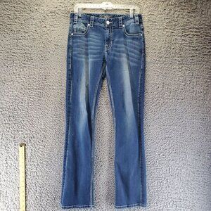 Rock & Roll Jeans Womens 26x34 Tall Blue Boyfriend Casual Distressed Denim